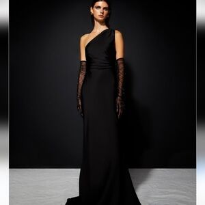 NWT Khanum's Komarni One Shoulder Dress Formal Wedding Black XS Lined Zip
